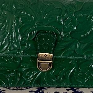 Patricia Nash emerald green tooled leather crossbody